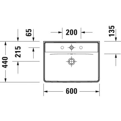Umywalka 60x44 cm prostokątna ścienna biała 2366600000 Duravit D-Neo