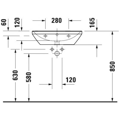 Umywalka 60x44 cm prostokątna ścienna biała 2366600000 Duravit D-Neo