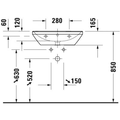 Umywalka 60x44 cm prostokątna ścienna biała 2366600000 Duravit D-Neo