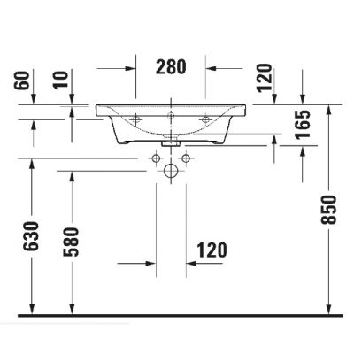 Umywalka 60x48 cm prostokątna meblowa biała 2367600060 Duravit D-Neo