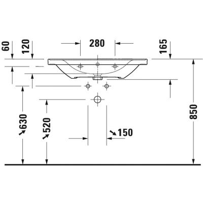 Umywalka 80x48 cm prostokątna meblowa biała 2367800000 Duravit D-Neo