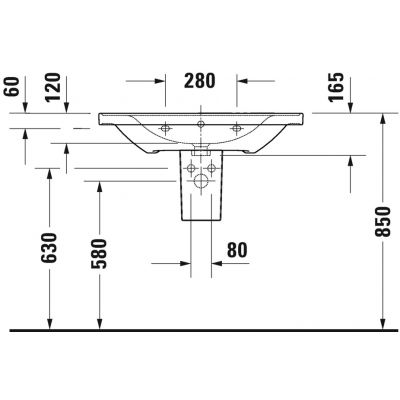 Umywalka 80x48 cm prostokątna meblowa biała 2367800000 Duravit D-Neo