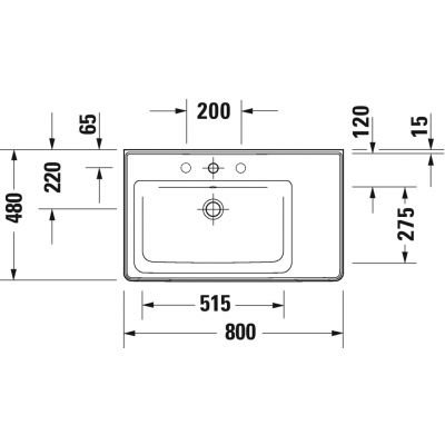 Umywalka 80x48 cm prostokątna meblowa biała 2369800060 Duravit D-Neo