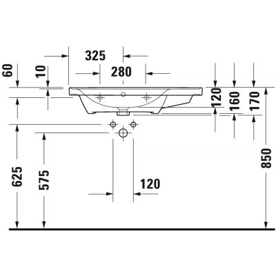 Umywalka 80x48 cm prostokątna meblowa biała 2369800060 Duravit D-Neo