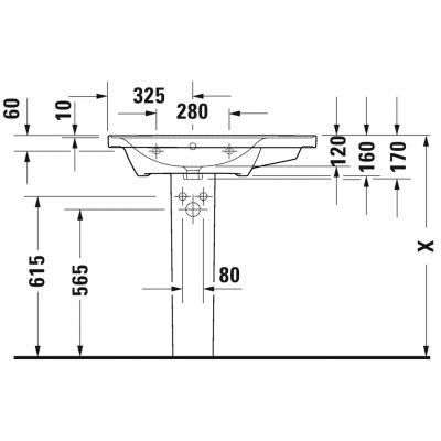 Umywalka 80x48 cm prostokątna meblowa biała 2369800060 Duravit D-Neo