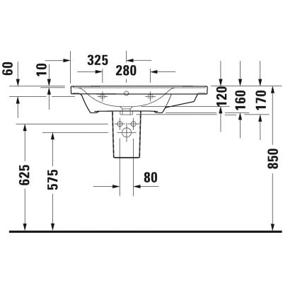 Umywalka 80x48 cm prostokątna meblowa biała 2369800060 Duravit D-Neo