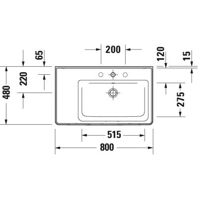 Umywalka 80x48 cm prostokątna meblowa biała 2370800060 Duravit D-Neo