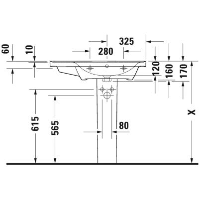 Umywalka 80x48 cm prostokątna meblowa biała 2370800060 Duravit D-Neo