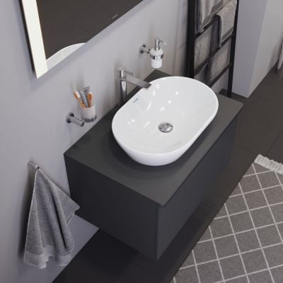 Umywalka 60x40 cm owalna nablatowa biała 2372600070 Duravit D-Neo