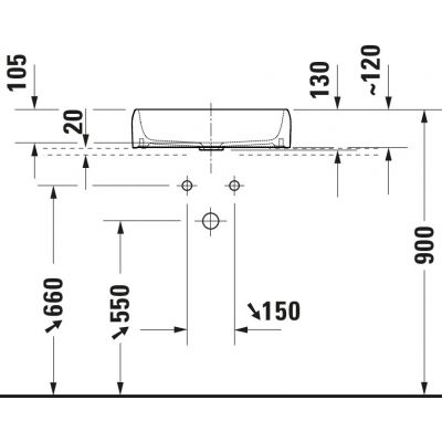 Umywalka 50x40 cm prostokątna nablatowa biała 2383500079 Duravit Qatego