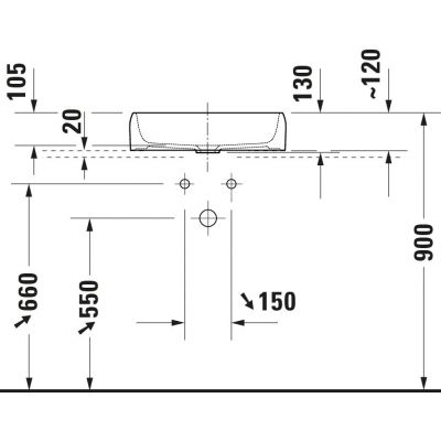 Umywalka 50x40 cm prostokątna nablatowa biała 2384500079 Duravit Qatego