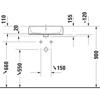 Umywalka 50x47 cm prostokątna nablatowa biała 2385500027 Duravit Qatego