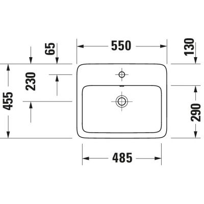 Umywalka 55x45.5 cm prostokątna wpuszczana biała 2396550027 Duravit Qatego