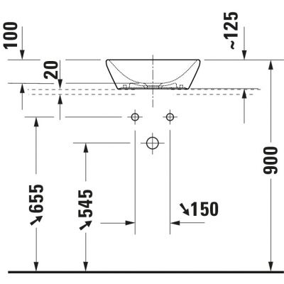 Umywalka 40x40 cm kwadratowa nablatowa biała 2397400070 Duravit D-Neo