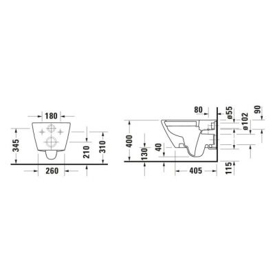 Miska WC wisząca bez kołnierza biały połysk 29030900212 Duravit D-Code