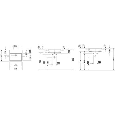 Umywalka 55x47 cm prostokątna biała 03825500601 Duravit Vero Air