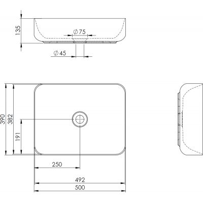 Umywalka 50x39 cm prostokątna nablatowa zielona RE040500057010 Elita Nomia