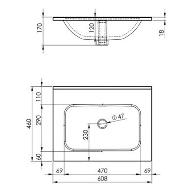 Umywalka 61x46 cm prostokątna meblowa biała RE040600068060 Elita Skappa