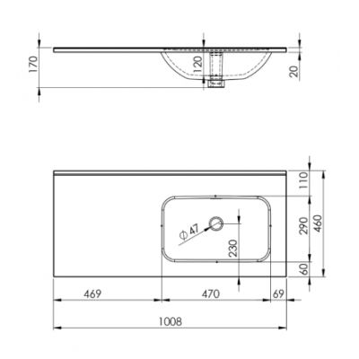 Umywalka 100.8x46 cm prostokątna meblowa-z blatem biała RE041002068060 Elita Skappa