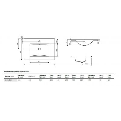 Umywalka 61x46.5 cm prostokątna meblowa-wpuszczana biała CEEX3617600WH Excellent As