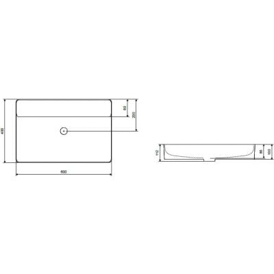 Umywalka 60x40 cm prostokątna nablatowa biała CEEX4902600WH Excellent Rima 2.0