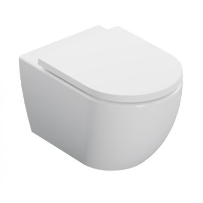 Miska WC z deską wolnoopadającą wisząca bez kołnierza spłukiwanie wirowe biały połysk CENL6603535WH Excellent Stellar