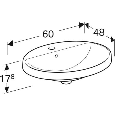 Umywalka 60x48 cm owalna wpuszczana biała 500725002 Geberit Variform
