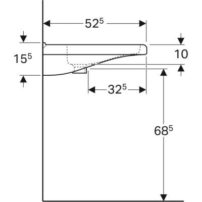 Umywalka 55x52.5 cm prostokątna ścienna dla niepełnosprawnych biała 500786007 Geberit Selnova Comfort Square