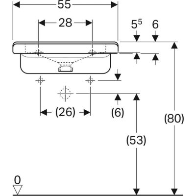Umywalka 55x52.5 cm prostokątna ścienna dla niepełnosprawnych biała 500786007 Geberit Selnova Comfort Square