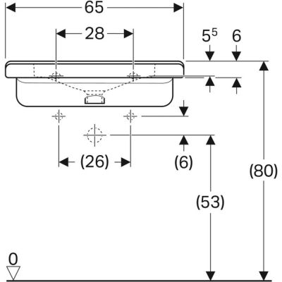 Umywalka 65x55 cm prostokątna ścienna dla niepełnosprawnych biała 500789017 Geberit Selnova Comfort Square