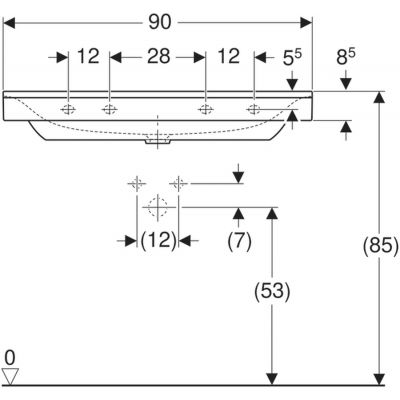 Umywalka 90x48 cm prostokątna ścienna-meblowa biała 500531011 Geberit Xeno2