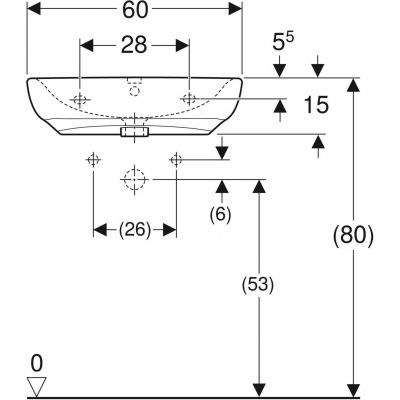 Umywalka 60x55 cm prostokątna ścienna dla niepełnosprawnych biała 502769007 Geberit Selnova Comfort