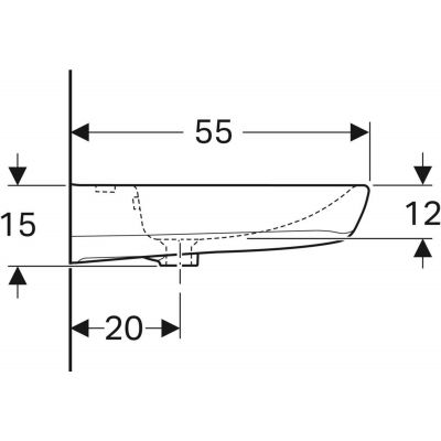 Umywalka 60x55 cm prostokątna ścienna dla niepełnosprawnych biała 502769007 Geberit Selnova Comfort