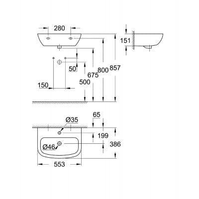 Umywalka półokrągła 55.3x38.6 cm 39440000 Grohe Bau Ceramic