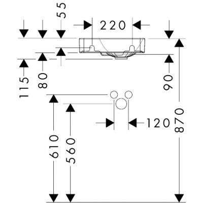 Umywalka 36x25 cm prostokątna ścienna-meblowa biała 60315450 Hansgrohe Xelu Q