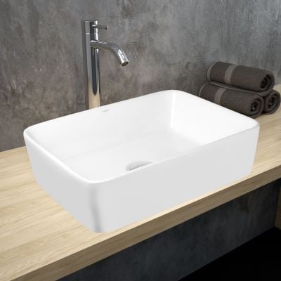 Umywalka 49x37.5 cm prostokątna nablatowa biała HGR20000040 Hagser Ingrid