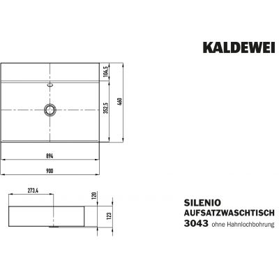 Umywalka 90x46 cm prostokątna nablatowa biała 904206003001 Kaldewei Silenio