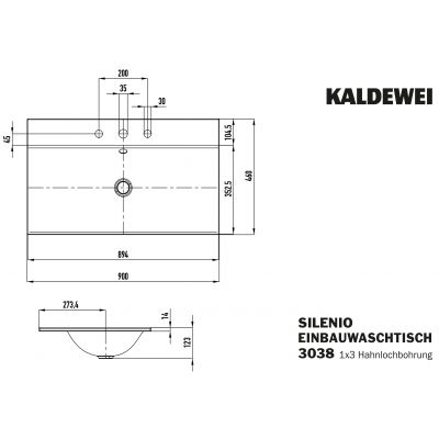 Umywalka 90x46 cm prostokątna wpuszczana biała 907806033001 Kaldewei Silenio