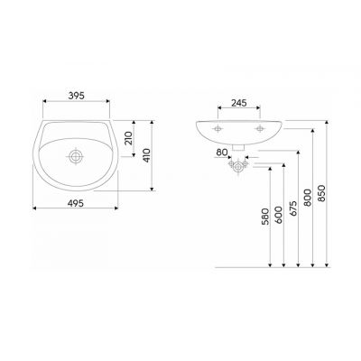 Umywalka 50x41 cm półokrągła ścienna biała M11050000 Koło Idol