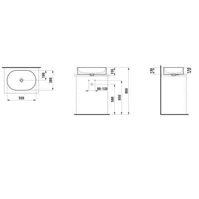 Umywalka 55x38 cm owalna nablatowa biała H8129440001121 Laufen Savoy