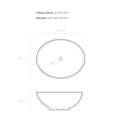 Umywalka 40x33 cm owalna nablatowa biała 40313000 Oltens Etne