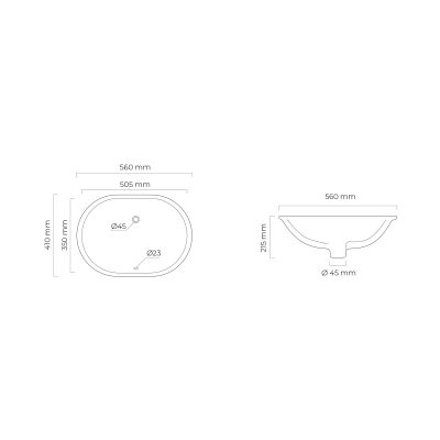 Umywalka 56x41 cm owalna podblatowa biała 40604000 Oltens Gapa