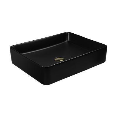 Umywalka 51x40.5 cm prostokątna nablatowa czarna 40303300 Oltens Forde