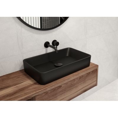 Umywalka 51x40.5 cm prostokątna nablatowa czarna 40303300 Oltens Forde