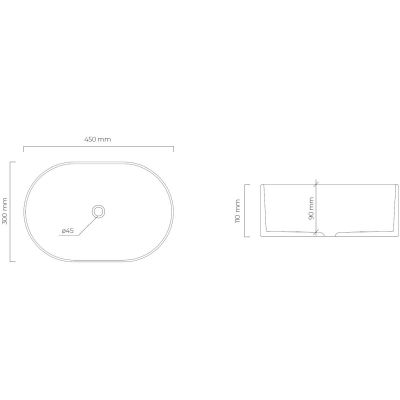 Umywalka 45x30 cm owalna nablatowa biała 40827000 Oltens Lom Thin