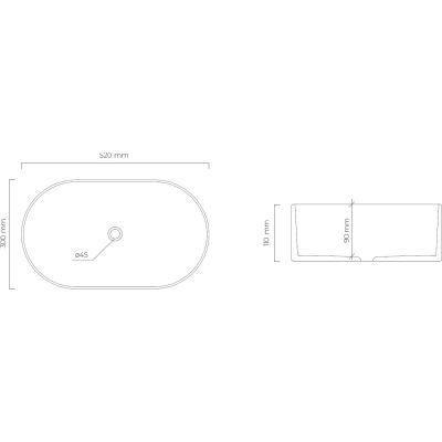 Umywalka 52x30 cm owalna nablatowa biała 40828000 Oltens Lom Thin