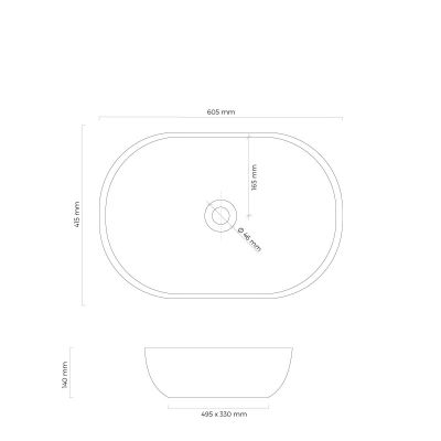 Umywalka 60.5x41.5 cm owalna nablatowa czarna 40320300 Oltens Hamnes