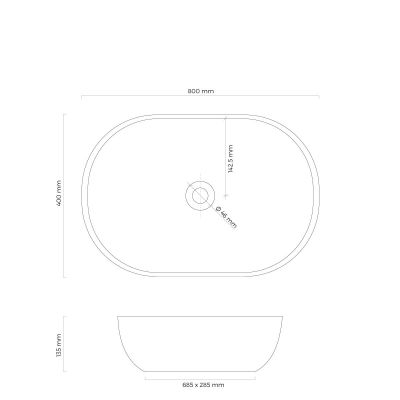 Umywalka 80x40 cm owalna nablatowa biała 40821000 Oltens Hamnes