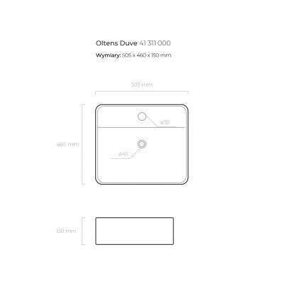 Umywalka 50.5x46 cm prostokątna nablatowa biała 41311000 Oltens Duve