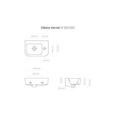 Umywalka 37x24.5 cm półokrągła ścienna biała 41505000 Oltens Vernal